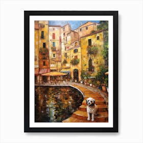 Painting Of A Dog In Tivoli Gardens, Italy In The Style Of Gustav Klimt 03 Art Print