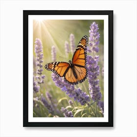 Monarch Butterfly On Lavender 5 Art Print