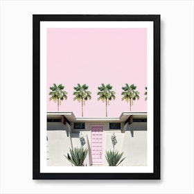 Pink Door On A Mid Century Modern Palm Springs Home Art Print