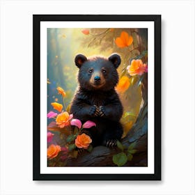 Black Bear In The Forest Art Print