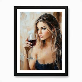 Girl With A Glass Of Wine Poster