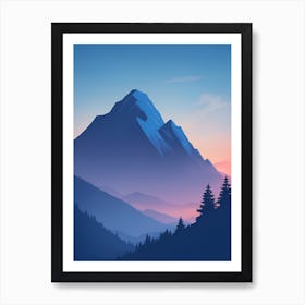 Misty Mountains Vertical Composition In Blue Tone 211 Art Print