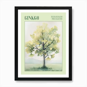 Ginkgo Tree Atmospheric Watercolour Painting 4 Poster Art Print