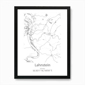 Lahnstein,Germany Minimalist Map 1 Art Print