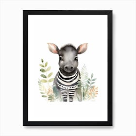 Watercolour Jungle Animal Malayan Tapir 3 Art Print