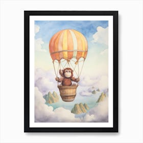 Baby Orangutan 1 In A Hot Air Balloon Art Print