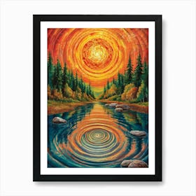 Sunrise Over A River Art Print