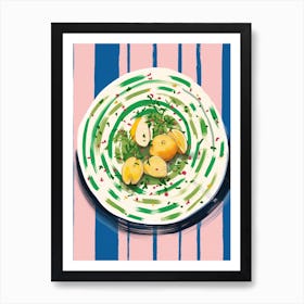 A Plate Of Pears, Top View Food Illustration 3 Art Print