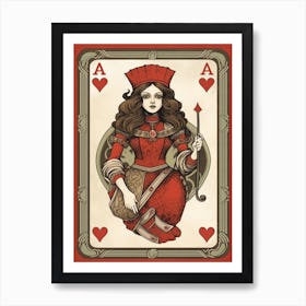 Alice In Wonderland Vintage Playing Card The Queen Of Hearts 4 Art Print