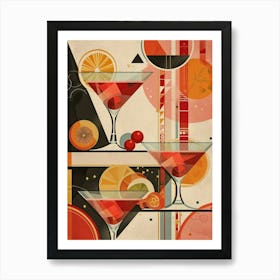 Art Deco Fruity Orange & Cranberry Cocktail 1 Art Print