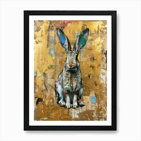 Bunny Gold Effect Collage 1 Art Print