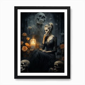An Image Of An Attractive Woman Sitting Art Print