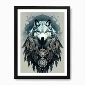 Wolf Dreamcatcher 15 Art Print
