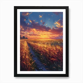 Sunset In The Field 1 Art Print