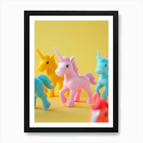 Rainbow Pastel Toy Unicorn Friends 3 Art Print