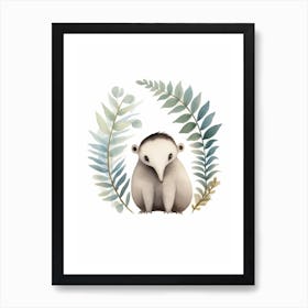 Watercolour Jungle Animal Baby Anteater 2 Art Print