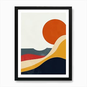 Sunset On The Beach, Hygge Art Print