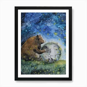 Bear With Moon Art Print