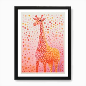 Pink Orange Giraffe Portrait Patterns 1 Art Print