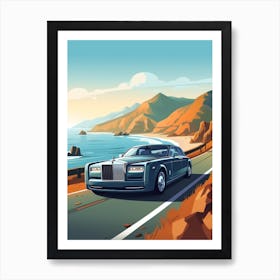 A Rolls Royce Phantom In The Pacific Coast Highway Car Illustration 3 Art Print