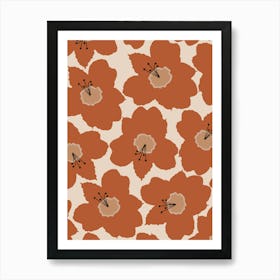 Terracotta Retro Floral Art Print