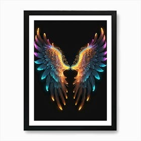 Neon Angel Wings 5 Art Print