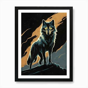 Wolf In The Night Art Print