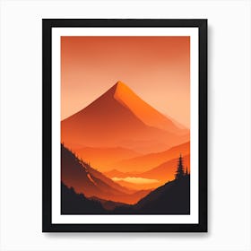 Misty Mountains Vertical Composition In Orange Tone 41 Art Print