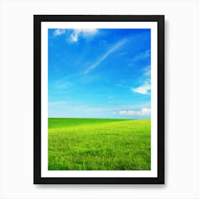 Green Field With Blue Sky Art Print