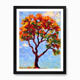 Laurel Oak tree Abstract Block Colour Art Print