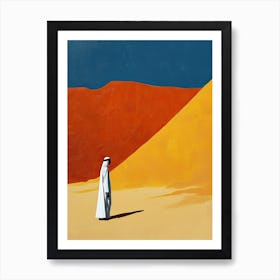 Man In The Desert, Minimalism Arabian Art Print