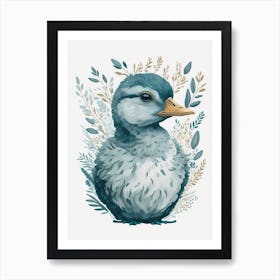 Cute Floral Duck Painting (8) Art Print