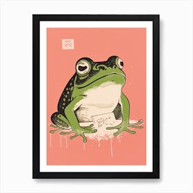 Frog Unimpressed, Matsumoto Hoji Inspired Japanese Green And Pink 8 Art Print