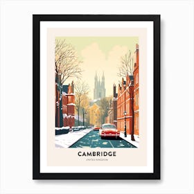 Vintage Winter Travel Poster Cambridge United Kingdom 3 Art Print