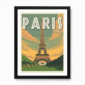 Paris France Eiffel Tower Vintage Travel Poster Art Print