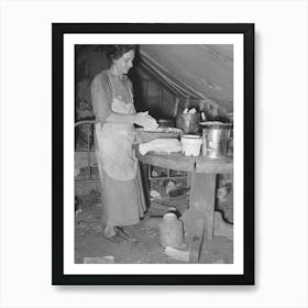 White Migrant Mother Making Biscuits In Tent Home, Mercedes, Texas, See 32108 D By Russell Lee Art Print