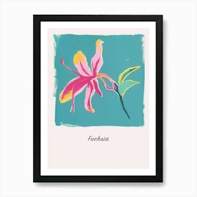Fuchsia 2 Square Flower Illustration Poster Art Print