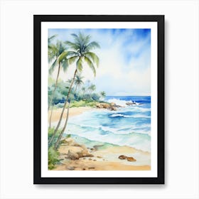 Watercolor Of A Tropical Beach 3 Art Print