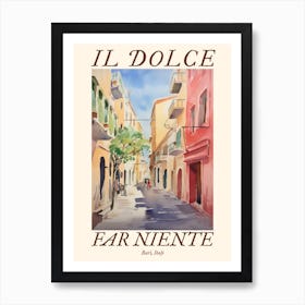 Il Dolce Far Niente Bari, Italy Watercolour Streets 3 Poster Art Print