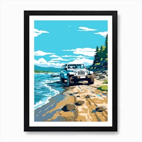 A Jeep Wrangler In Causeway Coastal Route Illustration 4 Art Print