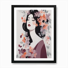 Asian Woman With Flowers 1 Art Print