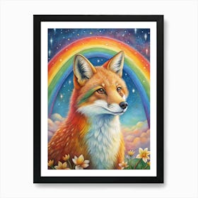 Rainbow Fox 1 Art Print