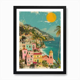 Amalfi Italy   Retro Collage Style 1 Art Print