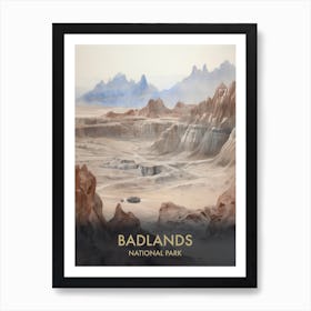 Badlands National Park Watercolour Vintage Travel Poster 2 Art Print