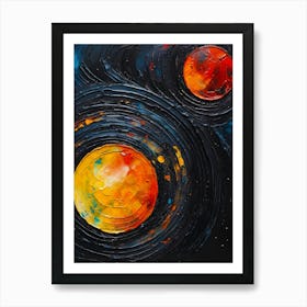 Planets In Space Abstract Paint Vibrant colors Art Print