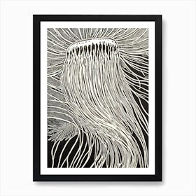 Jellyfish Linocut Poster