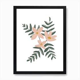 Green And Pink Flowers Art Print