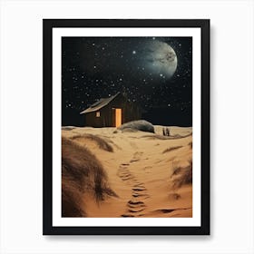 Cabin in the style of cosmic surrealism Art Print