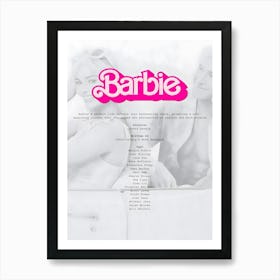 Barbie Script Screenplay Art Print