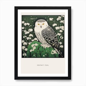 Ohara Koson Inspired Bird Painting Snowy Owl 1 Poster Art Print